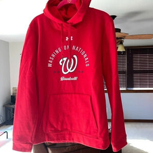 Washington Nationals Under Armour Size Large Red Hoodie Sweatshirt Opening Day